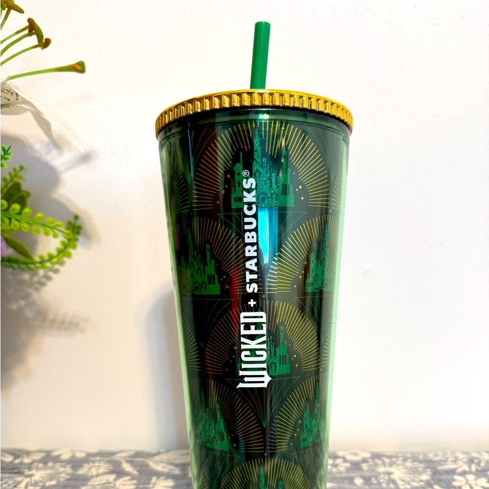 Starbucks Green Tumbler with Gold Lid